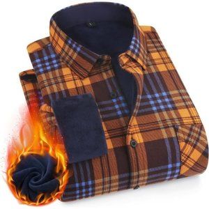 Men's Flannel  Shirts Jacket, Casual Button Down Winter Warm Shirt Jacket